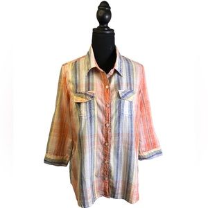 Art and Soul Colorful Plaid Patchwork Casual Cotton Button Down Size XL